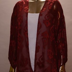 Sheer open-front dolman sleeve cardigan